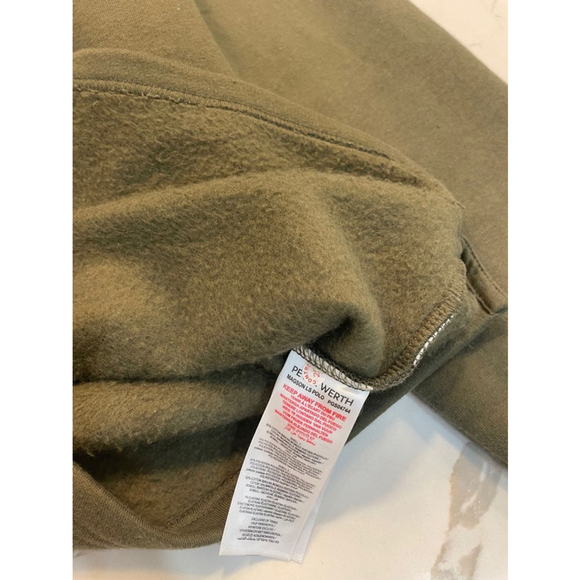 Peter Werth Long Sleeve Polo Collared Fleece Sweatshirt Military Green Medium - Picture 10 of 13